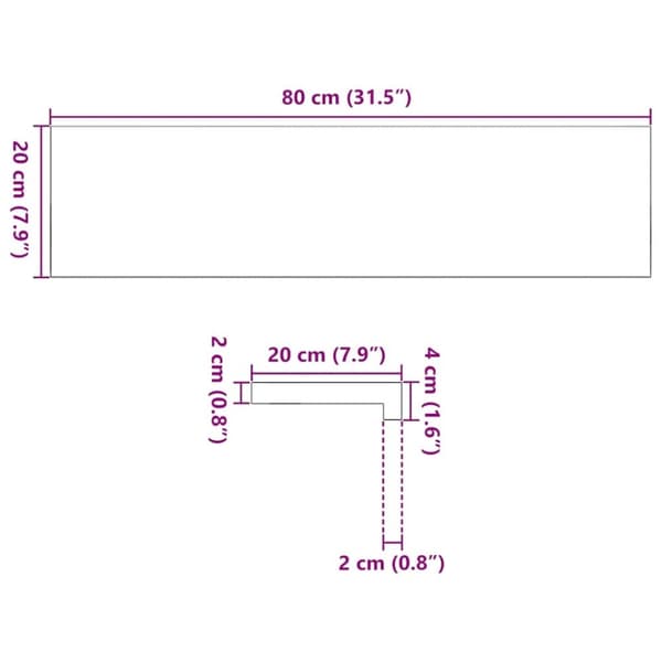 vidaXL ikkunalaudat 2 kpl vaaleanruskea 80x20x2 cm massiivipuutammea