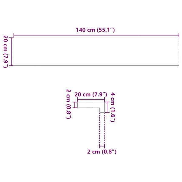 vidaXL vindueskarme 2 stk ubehandlet 140x20x2 cm massivt egetræ