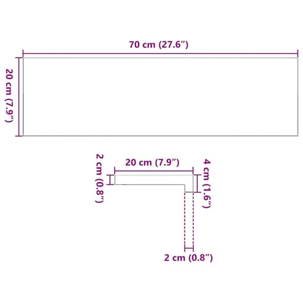 vidaXL ikkunalaudat 2 kpl vaaleanruskea 70x20x2 cm massiivipuutammea