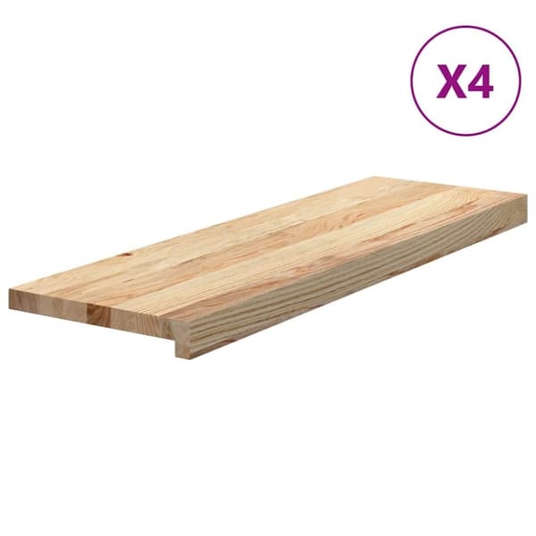 vidaXL trappemåtter 4 stk ubehandlet 80x25x2 cm massivt egetræ