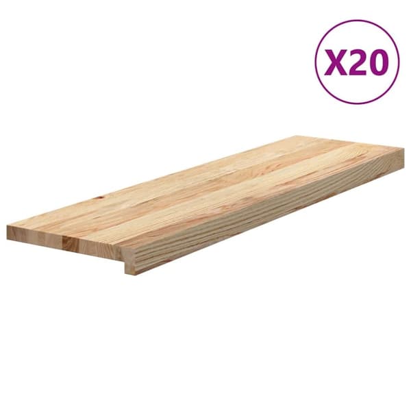 vidaXL Trappetrinn 20 stk ubehandlet 90x25x2 cm heltre eik