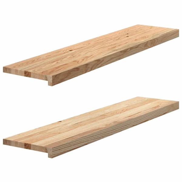 vidaXL trappemåtter 2 stk ubehandlet 110x30x2 cm massivt egetræ