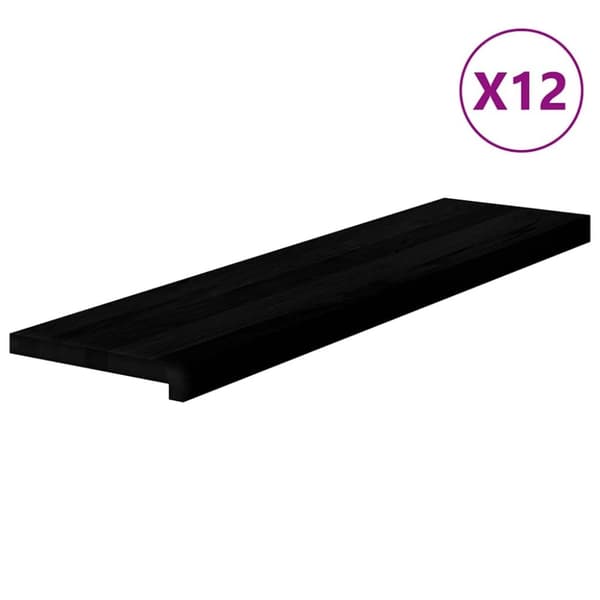 vidaXL trappemåtter 12 stk. mørkebrun 100x25x2 cm massivt egetræ