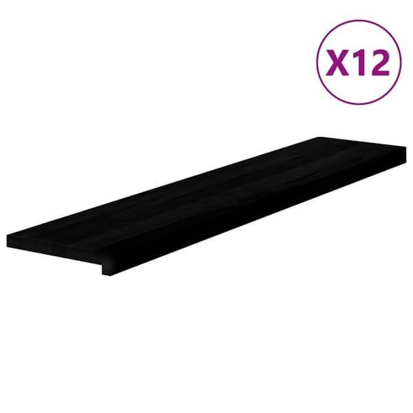 vidaXL trappemåtter 12 stk. mørkebrun 120x30x2 cm massivt egetræ