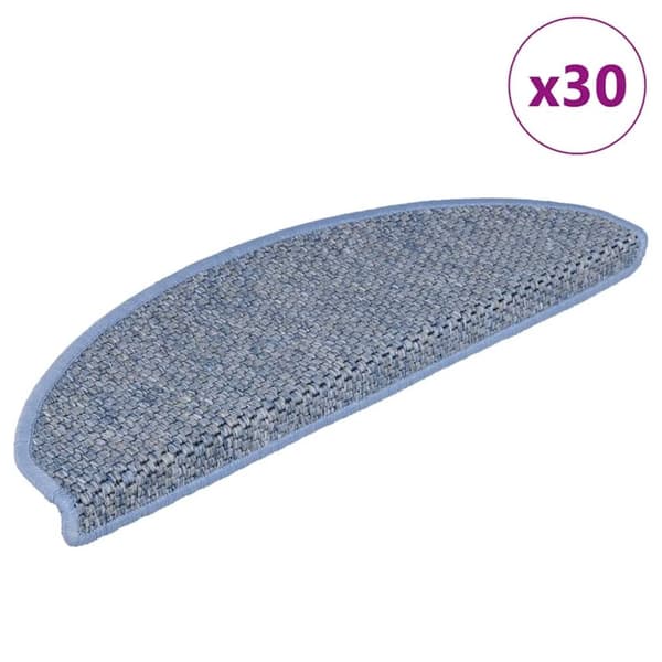 vidaXL selvklæbende trappemåtter 30 stk. 65x21x4 cm sisal-look blå