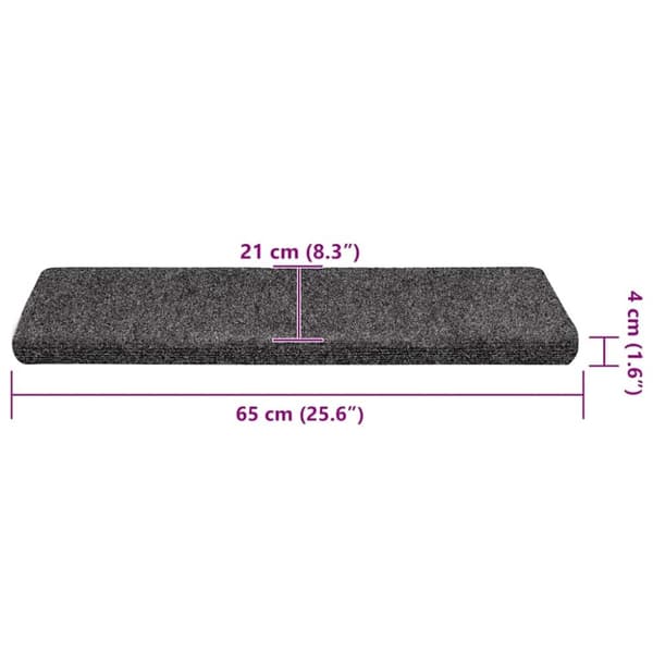 vidaXL Selvklebende trappematter 30 stk grå 65x21x4 cm
