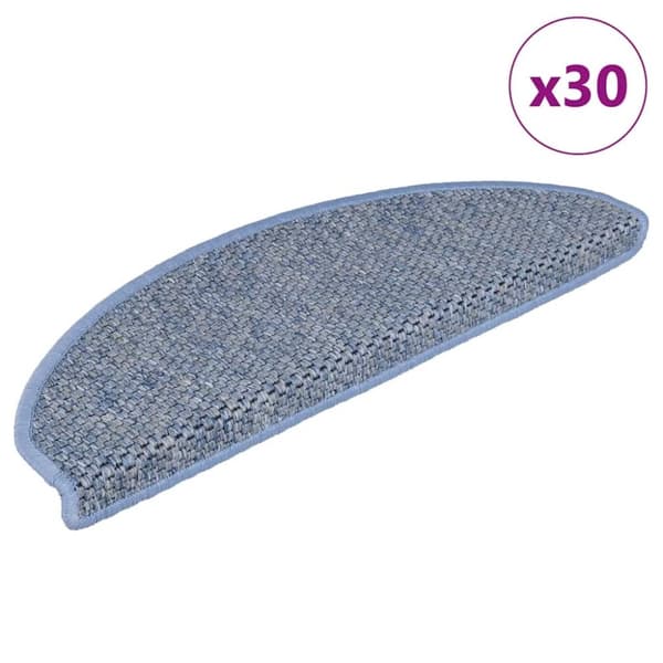 vidaXL selvklæbende trappemåtter 30 stk. 56x17x3 cm sisal-look blå