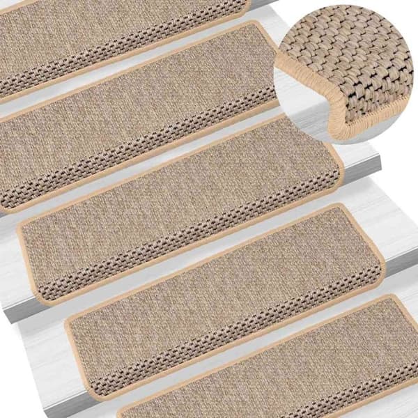 vidaXL selvklæbende trappemåtter 30stk. 65x21x4cm sisal-look lys beige