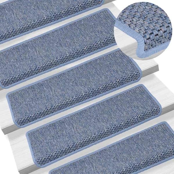 vidaXL selvklæbende trappemåtter 30 stk. 65x21x4 cm sisal-look blå