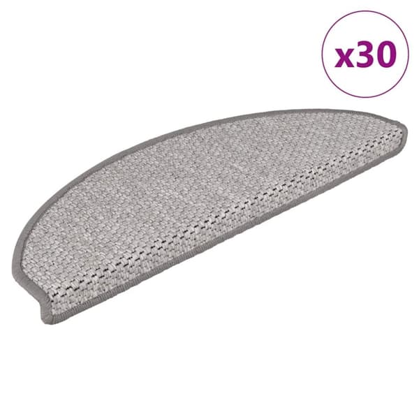 vidaXL selvklæbende trappemåtter 30 stk. 65x21x4 cm sisal-look platina