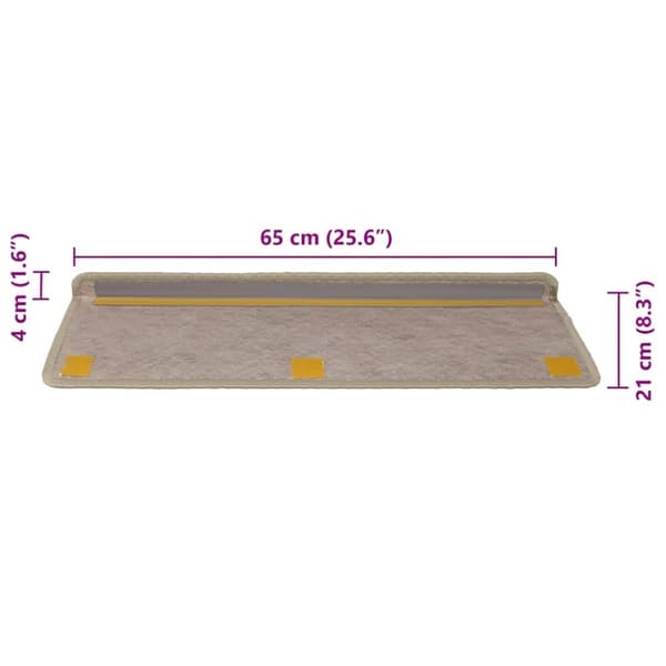 vidaXL selvklæbende trappemåtter 30stk. 65x21x4cm sisal-look sandfarve