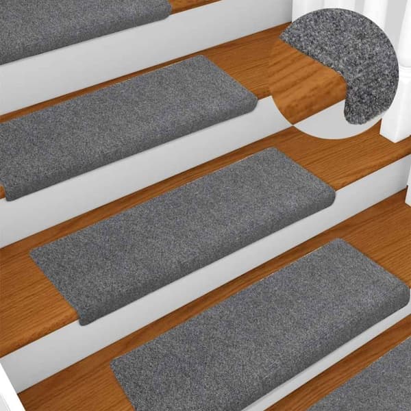 vidaXL selvklæbende trappetrinsmåtter 30 stk. 65x21x4 cm lysegrå