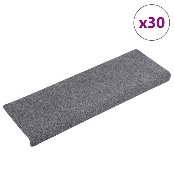 vidaXL selvklæbende trappetrinsmåtter 30 stk. 65x21x4 cm lysegrå