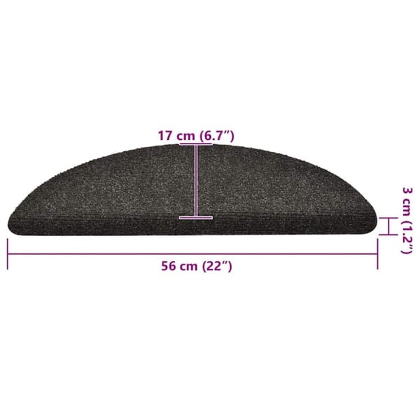 vidaXL Itsekiinnittyvät porrasmatot 30 kpl antrasiitti 56x17x3 cm