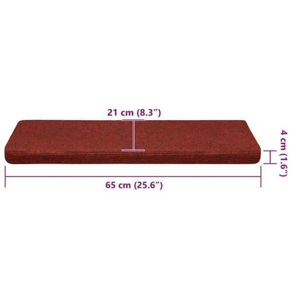vidaXL selvklæbende trappemåtter 30 stk. 65x21x4 cm rød