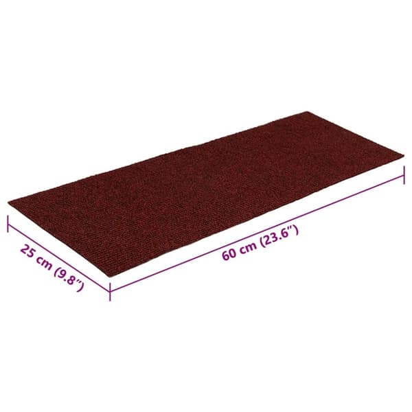 vidaXL Trappematter selvklebende 30 stk rød 60x25 cm rektangulær