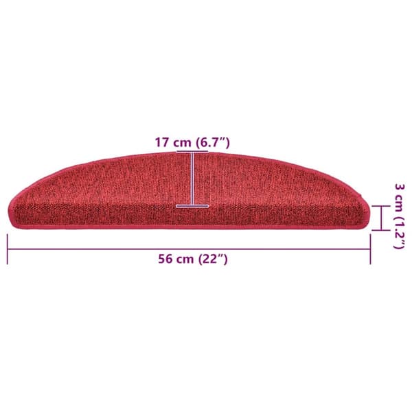 vidaXL Trappematter 30 stk bordeaux rød 56x17x3 cm