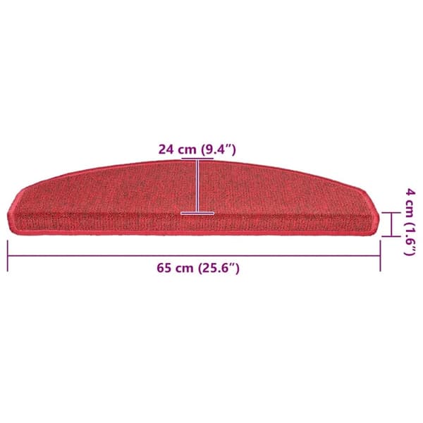 vidaXL trappemåtter 20 stk. 65x24x4 cm bordeauxrød