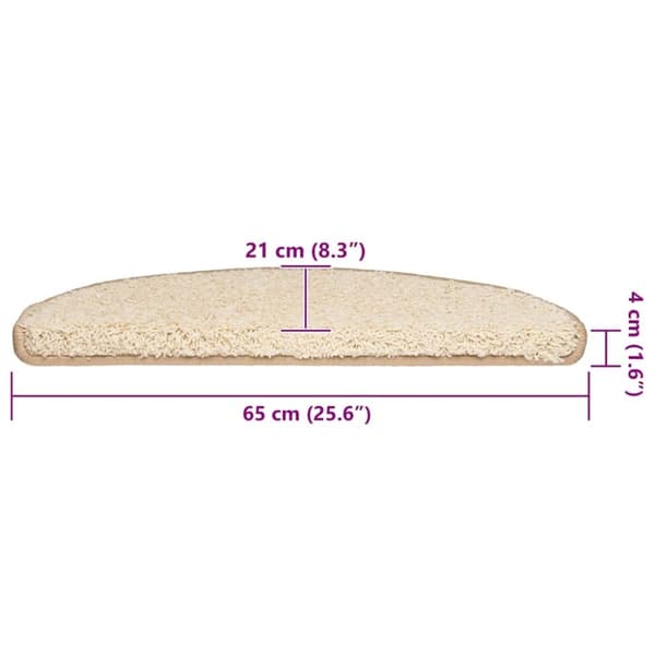 vidaXL trappemåtter 30 stk. 65x21x4 cm cremefarvet