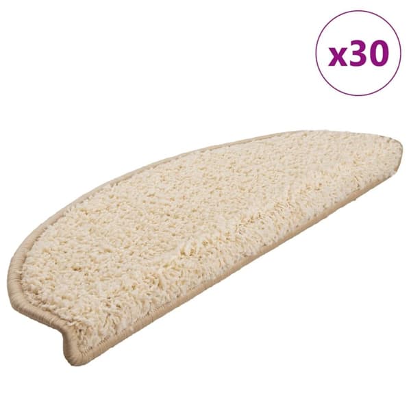 vidaXL trappemåtter 30 stk. 65x21x4 cm cremefarvet