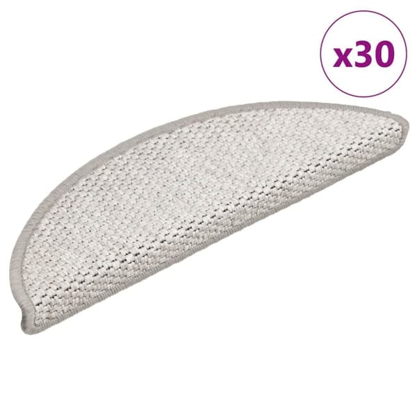 vidaXL selvklæbende trappemåtter 30 stk. 56x17x3 cm sisal-look platina