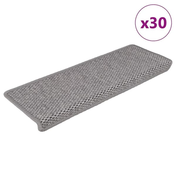 vidaXL selvklæbende trappemåtter 30 stk. 65x21x4 cm sisal-look sølv