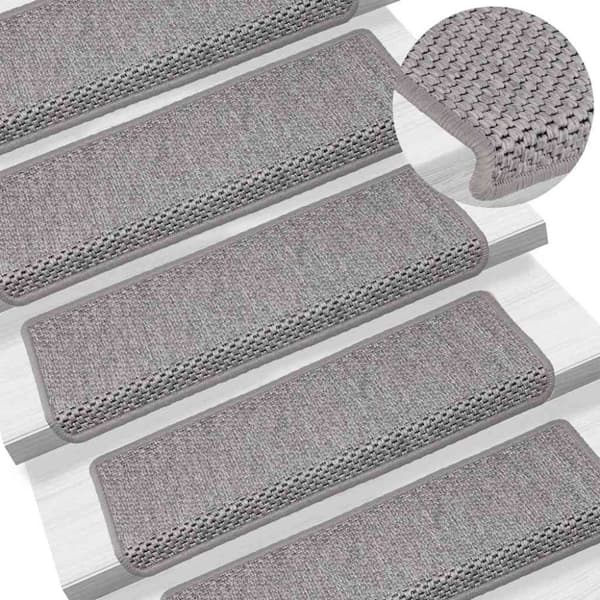 vidaXL Selvklebende trappematter sisal 30 stk 65x21x4 cm sølv