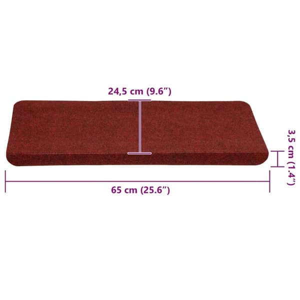 vidaXL selvklæbende trappemåtter 30 stk. 65x24,5x3,5 cm rød