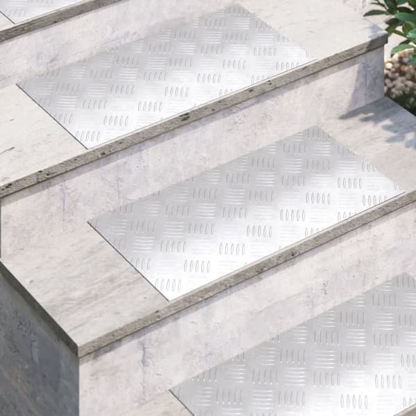 vidaXL Sølv Metal 60 x 30 x 0.3 cm Skridsikre Trappetrin Rektangulære