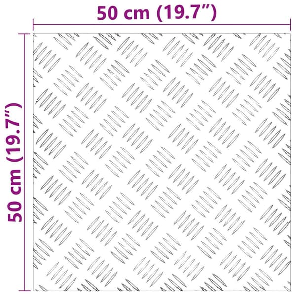 vidaXL Sølv Metal 50 x 50 x 0.3 cm Firkantede metal trappetrin