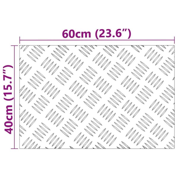 vidaXL Silver Aluminium 60 x 40 x 0.3 cm Trapsteg Rektangulär