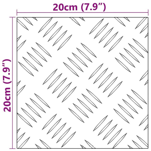 vidaXL Sølv Gummi 20 x 20 x 0.2 cm Trappetrin Firkantet Moderne