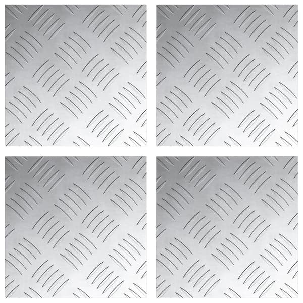 vidaXL Sølv Gummi 20 x 20 x 0.2 cm Trappetrin Firkantet Moderne