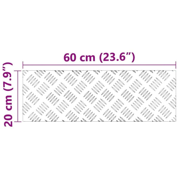 vidaXL Silver Metall 60 x 20 x 0.2 cm Halkfri Trapstegsmattor