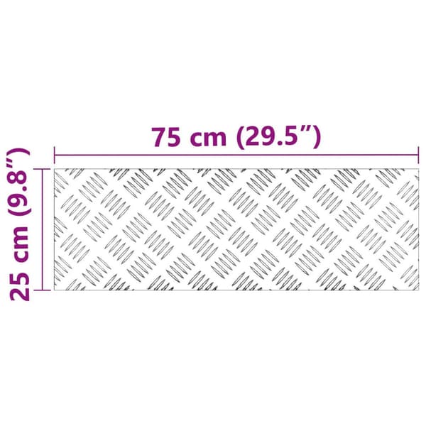 vidaXL Sølv Metal 75 x 25 x 0,3 cm Trappetrin Rektangulær Industriel