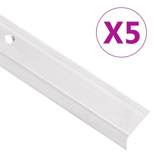 Trappnäsor i L-form 5 st aluminium 100 cm silver