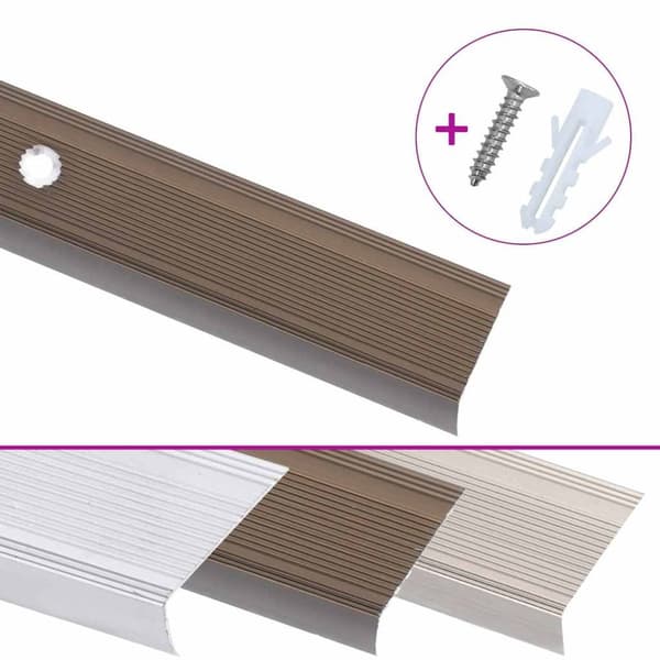 Trappnosings i L-form 15 st aluminium 100 cm brun