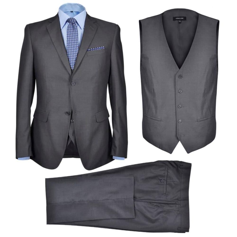 vidaXL Tre Piece Mænds jakkesæt Størrelsen 52 Anthracite Grey