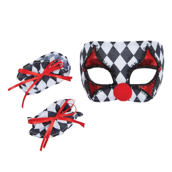 Bristol Novelty Unisex voksen klovne maske og manchet sæt Black/White/Red One Size