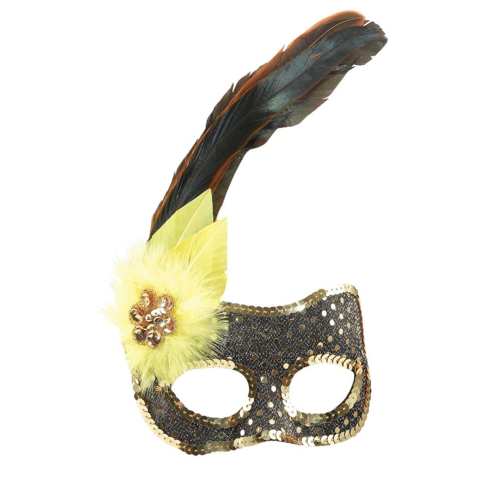 Bristol Novelty Svart/guld paljett ögonmask
