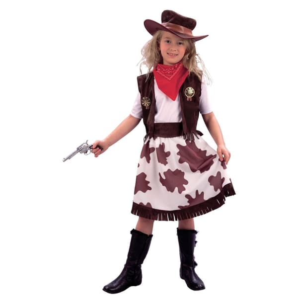 Bristol Novelty Childrens Girls Cowgirl Costume Brown/White L
