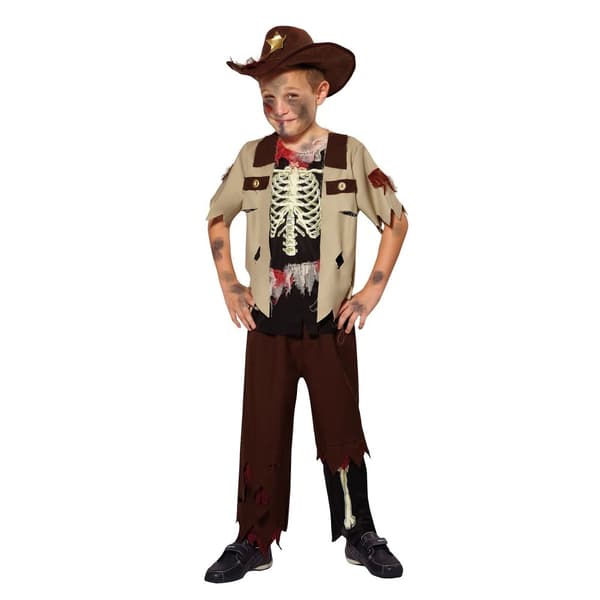 Bristol Novelty Childrens/Kids Skeleton Sheriff Costume Brown/Black M