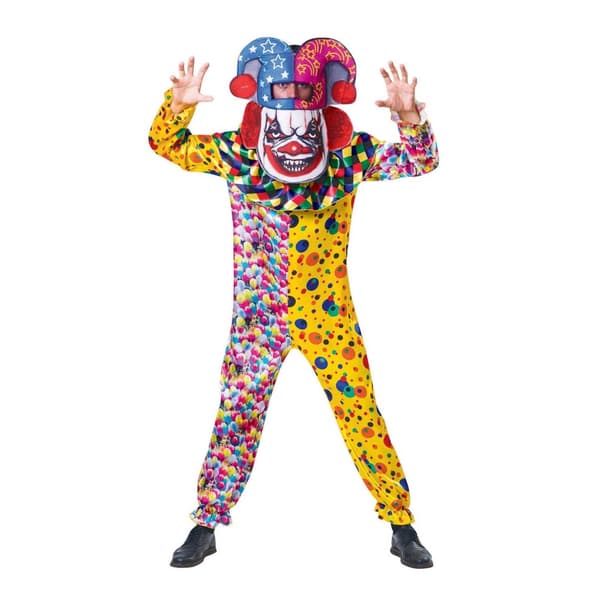 Bristol Novelty Unisex Big Head Clown Costume Multicoloured One Size