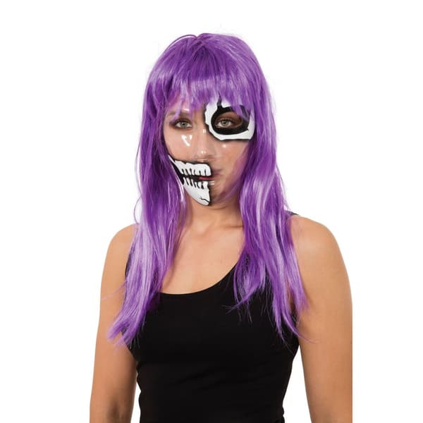 Bristol Novelty Unisex Transparent 50/50 Skeleton Mask Transparent/White/Black One Size
