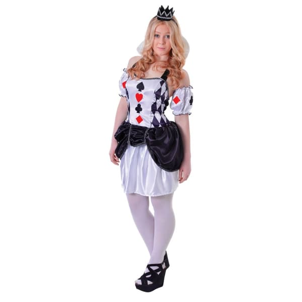 Bristol Novelty Teen Girls Harlequin Card Costume White/Black/Red One Size