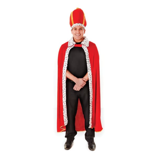 Bristol Novelty Unisex King Robe och hatt kostym Red/White/Gold One Size