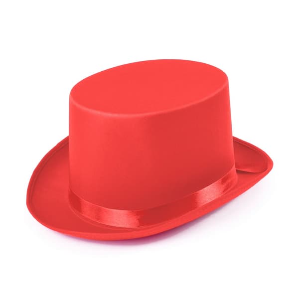 Bristol Novelty Unisex Satin Top Hat Red One Size