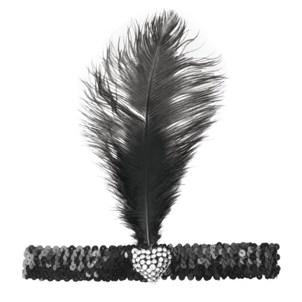 Bristol Novelty Unisex voksen krystal hjerteflapper pandebånd Black/Silver One Size