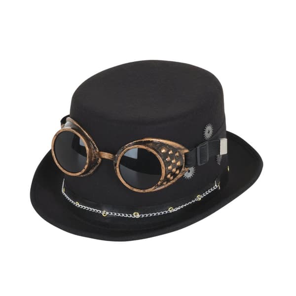 Bristol Novelty Unisex vuxna Steampunk Top Hat och glasögon Black/Bronze One Size