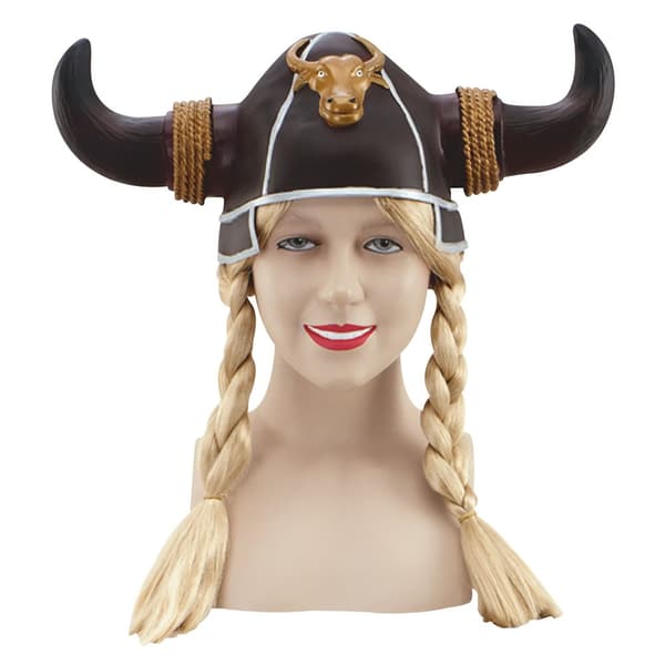 Bristol Novelty Kvinder/damer vikingehjelm med fletninger Brown/Gold/Silver One Size